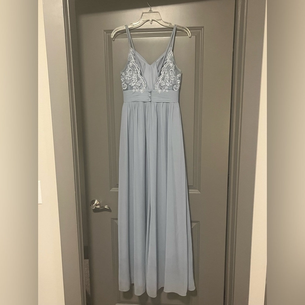 Azazie bridesmaid dress, dusty blue